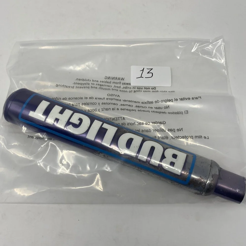 Bud Light Beer Tap Handle Purple Metallic White Raised Lettering Breweriana Bar